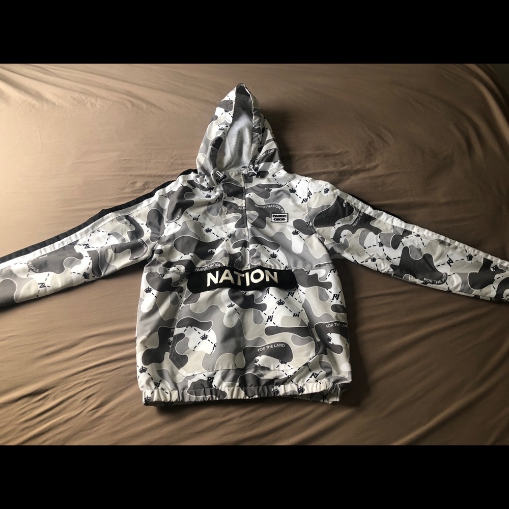 Parish nation white camp parka size medium